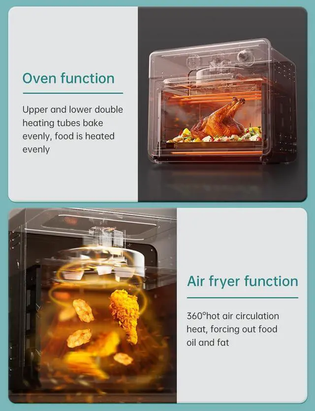Alt view image 3 of 7 - [21 QT& 6-in-1] Toaster Oven & Air Fryer, Compact Toaster Ovens Countertop with 5 Slices 1500W Rapid Heat Air Fryer Toaster Oven Combo Stainless Steel for Bake/Toast/Broil/Air Fryer/Defrost