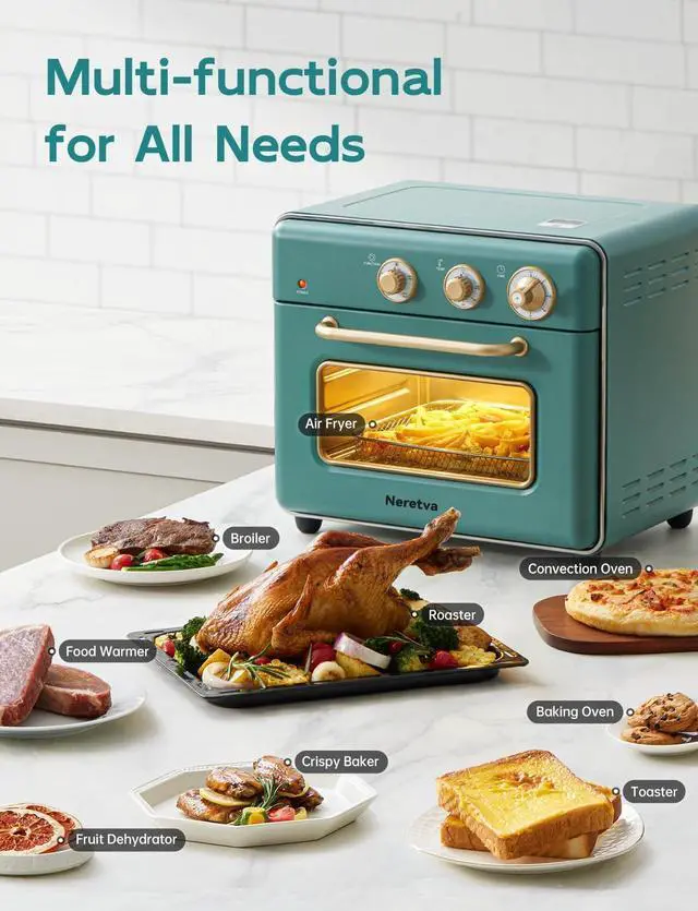 Alt view image 2 of 7 - [21 QT& 6-in-1] Toaster Oven & Air Fryer, Compact Toaster Ovens Countertop with 5 Slices 1500W Rapid Heat Air Fryer Toaster Oven Combo Stainless Steel for Bake/Toast/Broil/Air Fryer/Defrost