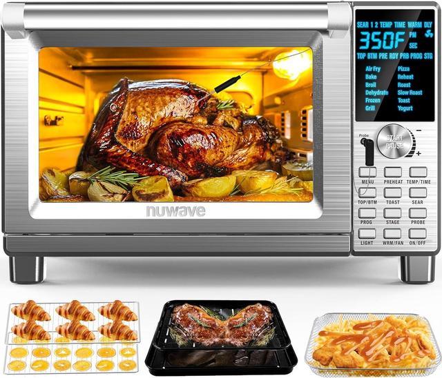 Nuwave Bravo Air Fryer Toaster Smart Oven 12 in 1 Countertop Convection 30 QT XL Capacity 50 500 F Temperature Controls Top and Bottom Heater Adjustments 0 100 Brushed Stainless Steel Look Newegg ...