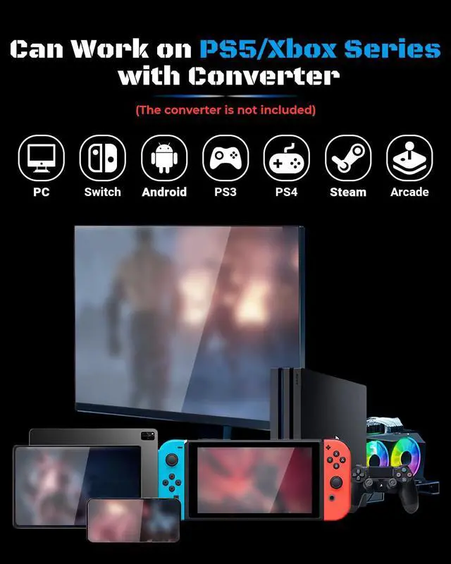 Alt view image 6 of 7 - Haute42 16Key All-Button Arcade Controller Gamerfinger with Turbo Functions,Arcade Stick Street Fight Mini Plus Controller for PC/Ps3/Ps4/Switch Game Keyboard-Supports Hot Swap & SOCD