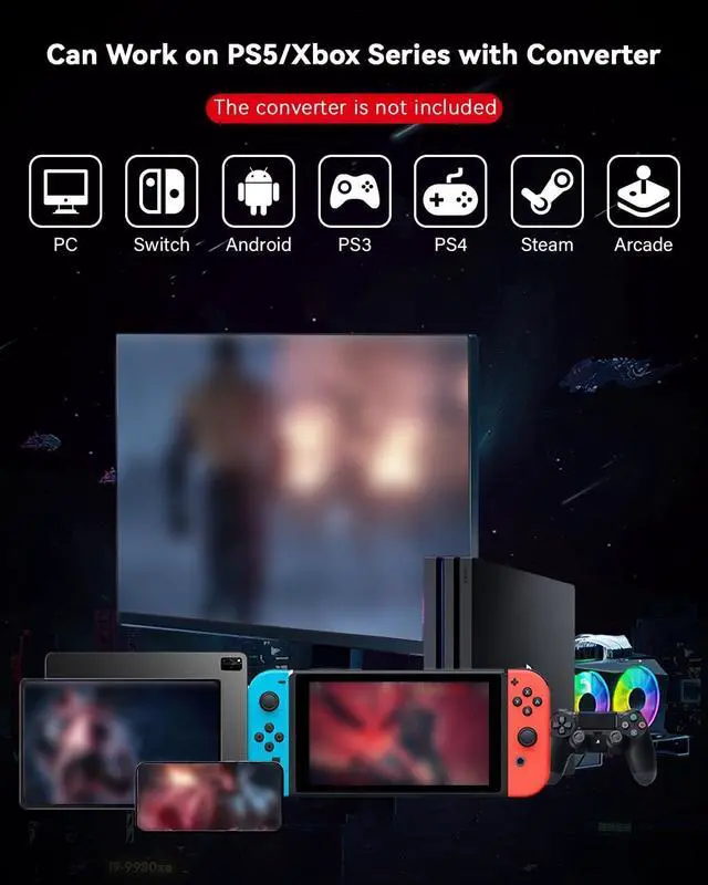 Alt view image 5 of 7 - Haute42 Arcade Stick 13Keys All-Button Gamerfinger with Turbo Functions & Custom RGB,Arcade Controller Street Fight for PC/Ps3/Ps4/Switch/Steam Game Keyboard-Supports Hot Swap & SOCD