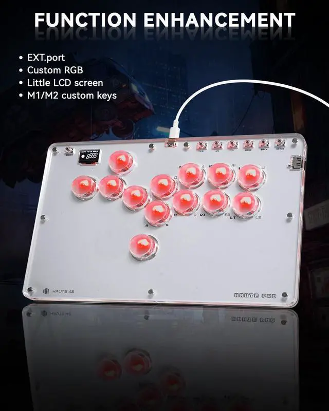Alt view image 6 of 7 - Haute42 Arcade Stick 13Keys All-Button Gamerfinger with Turbo Functions & Custom RGB,Arcade Controller Street Fight for PC/Ps3/Ps4/Switch/Steam Game Keyboard-Supports Hot Swap & SOCD