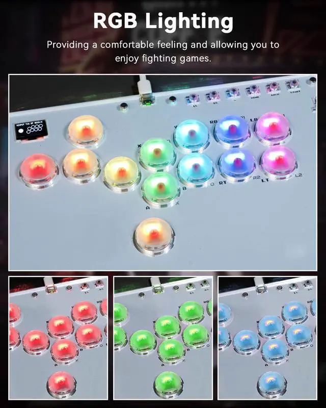 Alt view image 4 of 7 - Haute42 Arcade Stick 13Keys All-Button Gamerfinger with Turbo Functions & Custom RGB,Arcade Controller Street Fight for PC/Ps3/Ps4/Switch/Steam Game Keyboard-Supports Hot Swap & SOCD