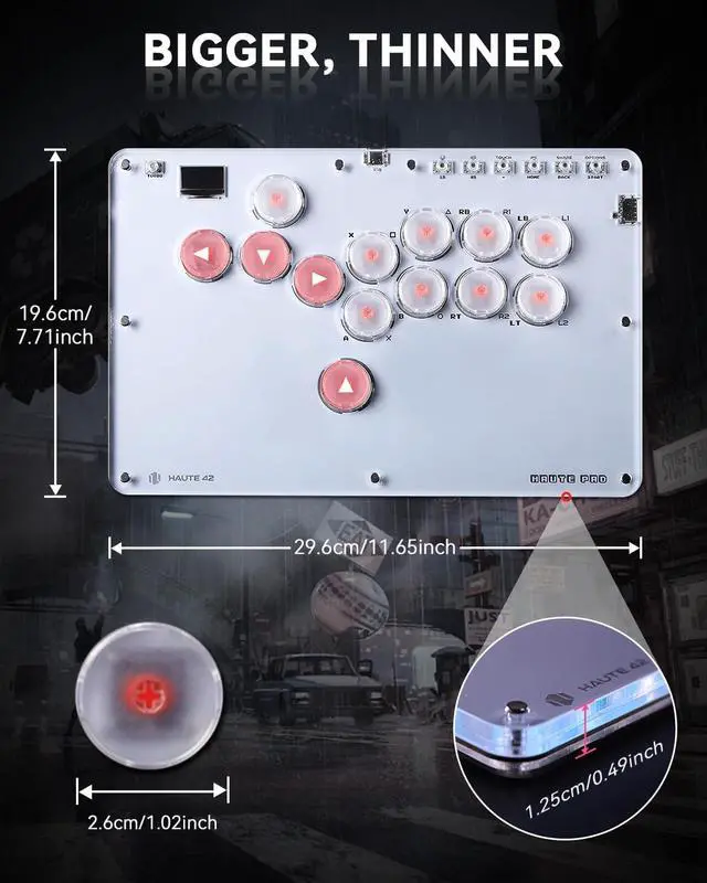 Alt view image 2 of 7 - Haute42 Arcade Stick 13Keys All-Button Gamerfinger with Turbo Functions & Custom RGB,Arcade Controller Street Fight for PC/Ps3/Ps4/Switch/Steam Game Keyboard-Supports Hot Swap & SOCD