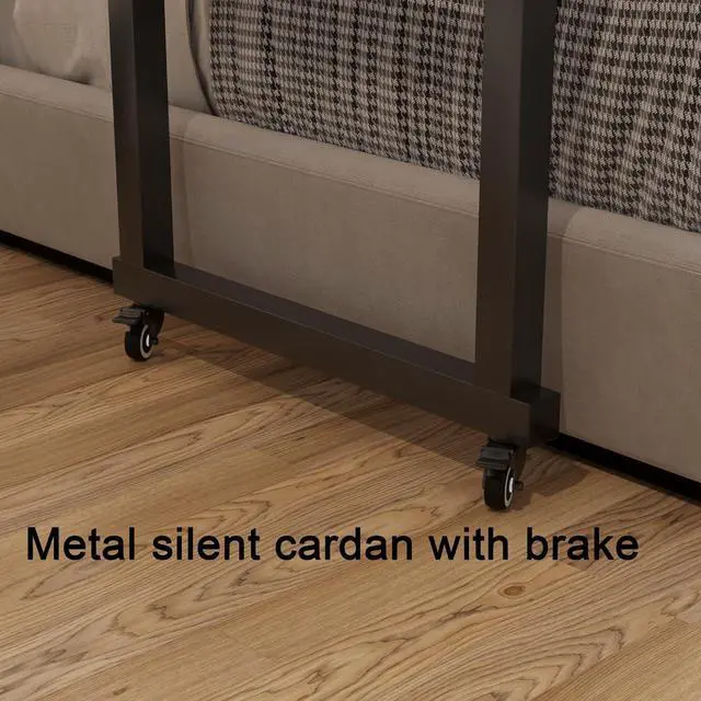 Alt view image 5 of 6 - Overbed Table with Wheels Overbed Desk  55.1" Over Bed Desk King Queen Bed Table Overbed Laptop Table Over Bed Table with Wheels(Black)