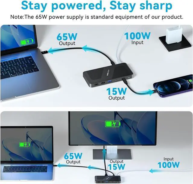 Alt view image 7 of 7 - Thunderbolt 4 Dock - with DP Port, PD 100W, 40Gb/s Thunderbolt 4, USB C/A, Laptop Docking Station Dual Monitor Single 8K or Dual 6K Display for Windows and Mac, Works with Thunderbolt 3/4