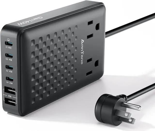 Main image of Charging Station 140W USB C Charger Block 8 Port Fast Charging Power Strip 3FT Extension Cord with 4 USB C 2 USB A Ports 2 AC Outlets,Compatible with iPhone 15/14, MacBook Pro/Air