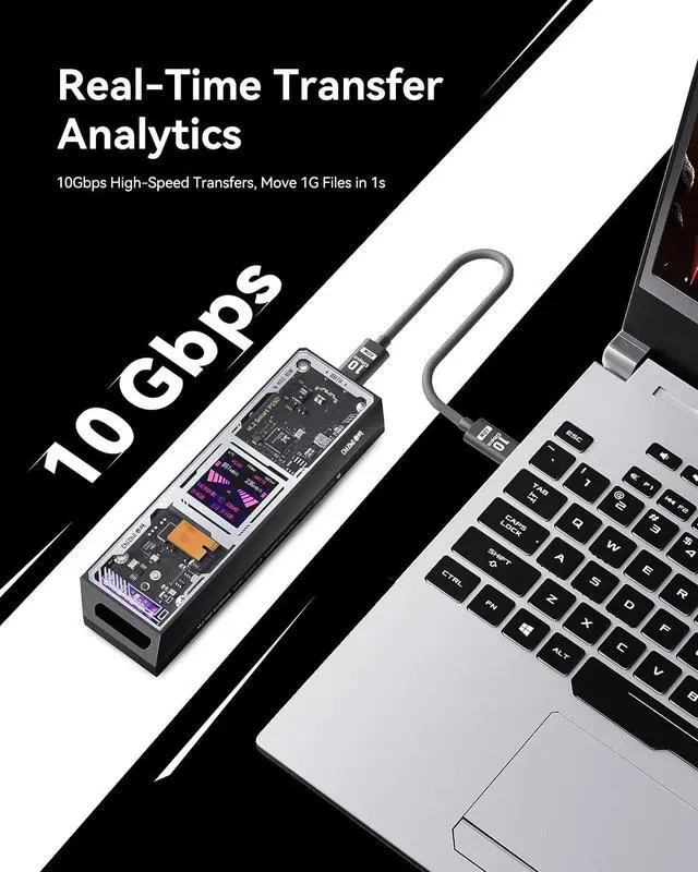 Alt view image 5 of 7 - Explorer Edition M.2 NVMe SSD Enclosure,Support 10s PLP Prevents Write Data Loss,USB 3.2 Gen 2 Type-C (10 Gbps), fits NVMe PCIe,Size 2230/2242/2260/2280,Support M-Key B+M Key UASP