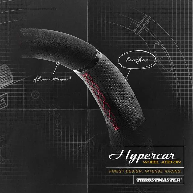 Alt view image 2 of 7 - Thrustmaster Hyper Car Wheel Add-On, Ergonomic and wrapped with Leather and Alcantara, Works with Thrustmaster's T818 and T598 ecosystem bases - Compatible on PS5, PS4 and PC