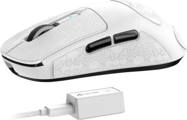 Main image of Lightweight Wireless Gaming Mouse,PAW 3950Max Sensor Computer Mouse with Nordic 52480,8KHz Polling,42K DPl,OMRON Optaicl Switch,USB-C Charging,7 Programmable Buttons(White & Sticker)