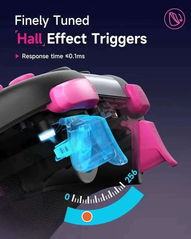 Alt view image 4 of 7 - EasySMX 2.4g Wireless Gaming Controller for PC/Steam/iPhone/Android/Switch - Bluetooth Controller Gamepad with Hall Effect, RGB Lights and Turbo, Anti-Drift Controller