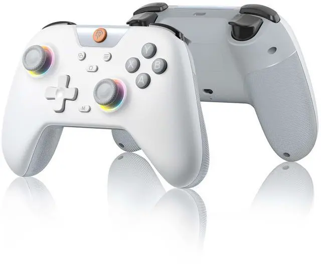 Main image of EasySMX 2.4g Wireless Gaming Controller for PC/Steam/iPhone/Android/Switch - Bluetooth Controller Gamepad with Hall Effect, RGB Lights and Turbo, Anti-Drift Controller - White