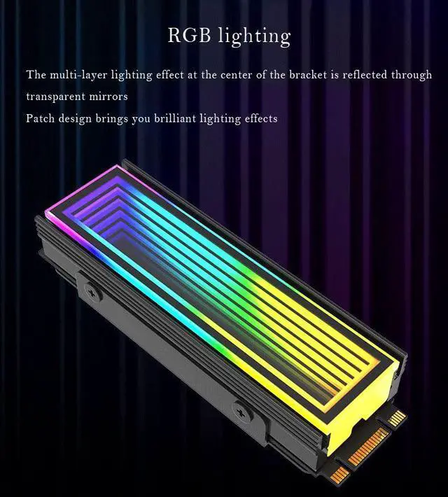 Alt view image 4 of 7 - M.2 2280 ARGB Hard Drive Heatsink Cooling M2.2280 SSD Cooler 5V 3Pin Addressable RGB Sync Multi Mainboard Efficient Heat Dissipation SSD Radiator with Thermal Pad (Black)