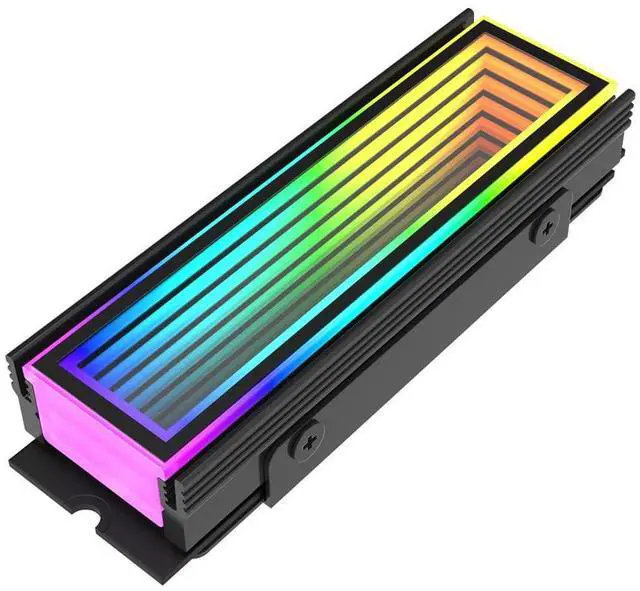 Main image of M.2 2280 ARGB Hard Drive Heatsink Cooling M2.2280 SSD Cooler 5V 3Pin Addressable RGB Sync Multi Mainboard Efficient Heat Dissipation SSD Radiator with Thermal Pad (Black)