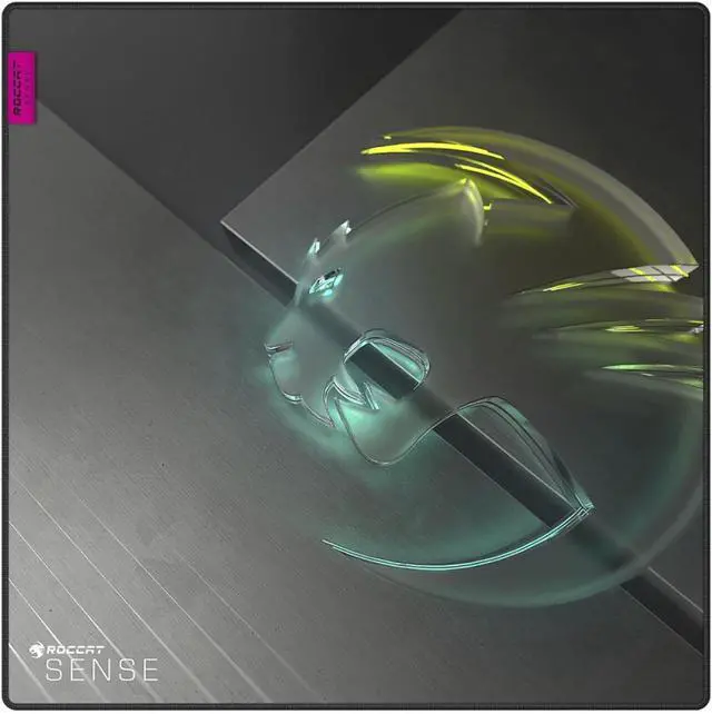 Main image of ROCCAT Sense Icon Square PC Gaming Mousepad, Non-Slip Rubber Backed, Custom Art, Durable Resin-Treated Cloth Surface with Low-Profile Stitched Edges, Square, Black