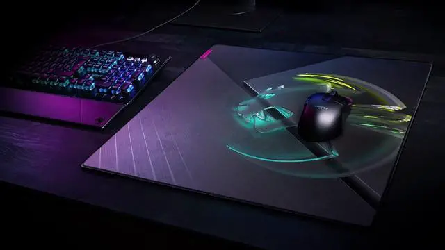 Alt view image 2 of 3 - ROCCAT Sense Icon Square PC Gaming Mousepad, Non-Slip Rubber Backed, Custom Art, Durable Resin-Treated Cloth Surface with Low-Profile Stitched Edges, Square, Black