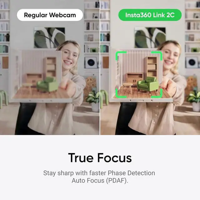 Alt view image 6 of 7 - Insta360 Link 2C - 4K Webcam for PC/Mac, 1/2" Sensor, Auto Framing, HDR, AI Noise-Canceling Mic, Gesture Control for Streaming, Video Calls, Gaming, Works with Zoom, Teams, Twitch & More - Black