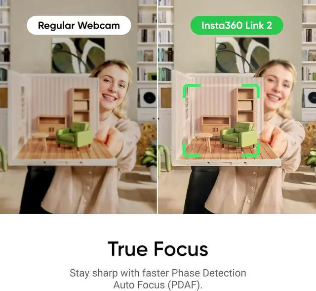 Alt view image 6 of 7 - Insta360 Link 2 - PTZ 4K Webcam for PC/Mac, 1/2" Sensor, AI Tracking, HDR, AI Noise-Canceling Mic, Gesture Control for Streaming, Video Calls, Gaming, Works with Zoom, Teams, Twitch & More