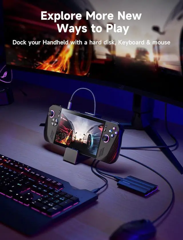 Alt view image 6 of 7 - JSAUX Docking Station Compatible with ROG Ally X/ROG Ally/Steam Deck/Legion Go, 6-in-1 ROG Ally X Dock with HDMI 4K@120Hz, Gigabit Ethernet, Dual USB-A & USB-C 3.2 Gen 1, 100W PD Charging