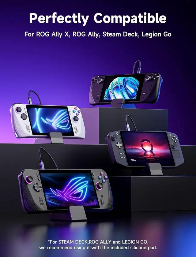 Alt view image 5 of 7 - JSAUX Docking Station Compatible with ROG Ally X/ROG Ally/Steam Deck/Legion Go, 6-in-1 ROG Ally X Dock with HDMI 4K@120Hz, Gigabit Ethernet, Dual USB-A & USB-C 3.2 Gen 1, 100W PD Charging