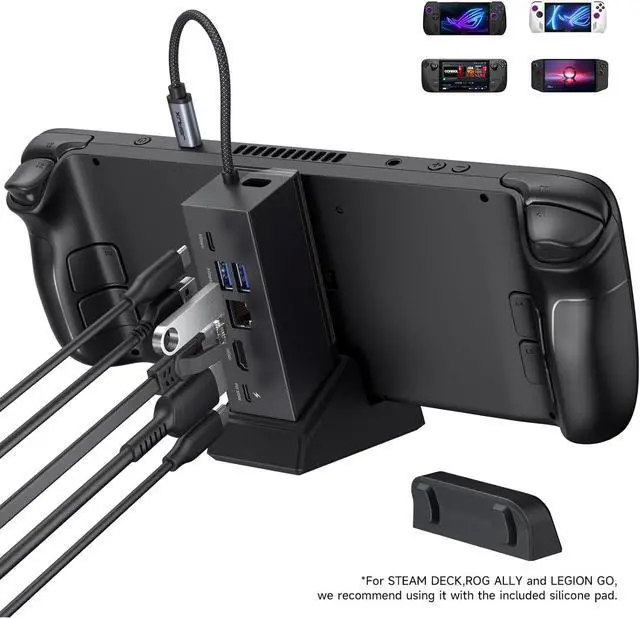 Alt view image 2 of 7 - JSAUX Docking Station Compatible with ROG Ally X/ROG Ally/Steam Deck/Legion Go, 6-in-1 ROG Ally X Dock with HDMI 4K@120Hz, Gigabit Ethernet, Dual USB-A & USB-C 3.2 Gen 1, 100W PD Charging