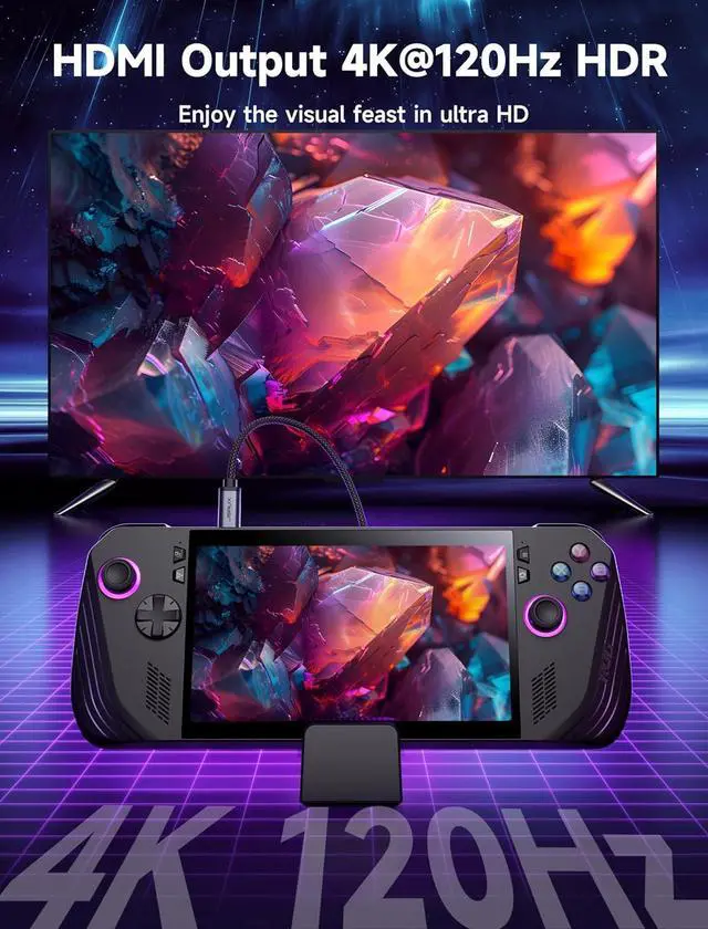 Alt view image 7 of 7 - JSAUX Docking Station Compatible with ROG Ally X/ROG Ally/Steam Deck/Legion Go, 6-in-1 ROG Ally X Dock with HDMI 4K@120Hz, Gigabit Ethernet, Dual USB-A & USB-C 3.2 Gen 1, 100W PD Charging