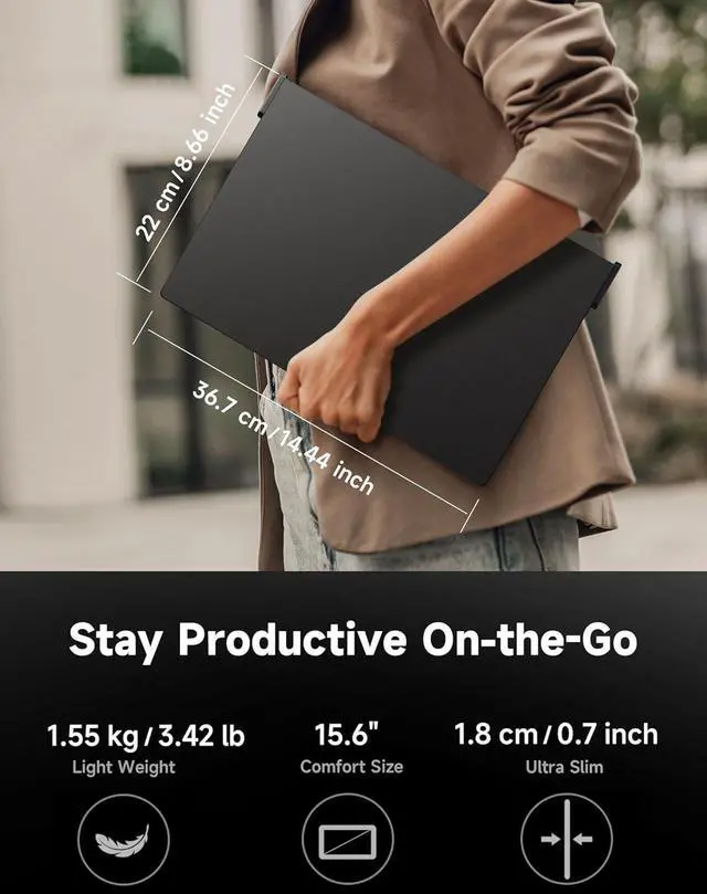 Alt view image 7 of 7 - 15.6" Portable Monitor - Magnetic Dual Screen Extender with Built-in Hub, Single-Cable Triple Display & Collapsible Stand for Windows Laptops