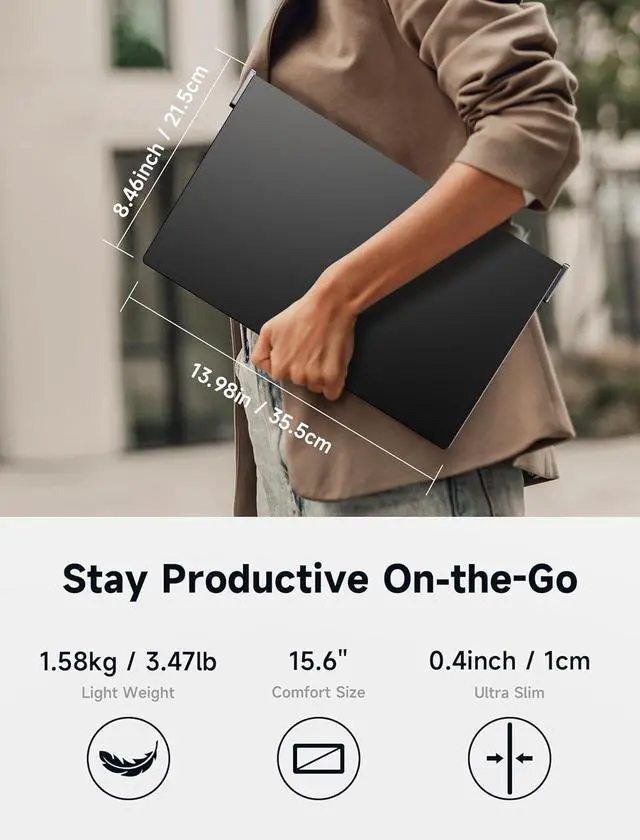 Alt view image 6 of 6 - Laptop Screen Extender, 15.6" 1080P FHD IPS Dual Portable Monitor, Triple Screen Laptop Monitor Extender with Built-in Hub, Magnetic Design, Plug & Play for Wins/Mac (Driver Required)