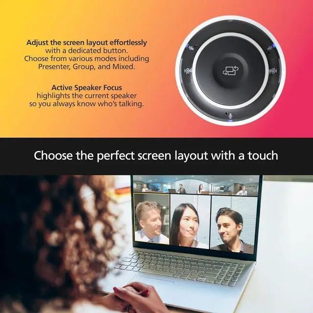 Alt view image 4 of 5 - RICOH Meeting 360 | 360° Conference Room Camera - AI-Powered - Active Speaker Focus - Plug and Play - Zoom Certified - Works with Microsoft Teams, Google Meet, Cisco Webex