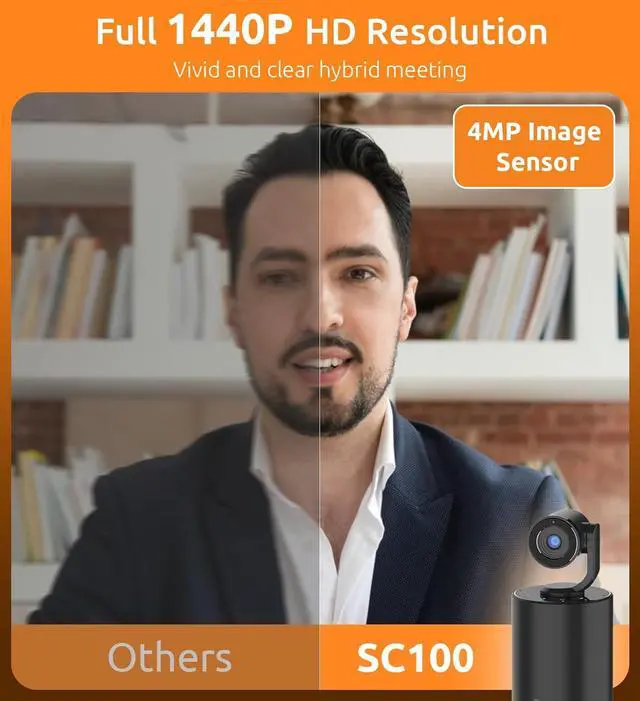 Alt view image 2 of 7 - TOUCAN Video Conference Camera with 4 Noise-Cancelling Mics, Speaker, Adjutable Camera, 1080p Detachable USB Webcam Plug and Play Works with Zoom, Microsoft Teams and More, for PC/Mac/Laptop