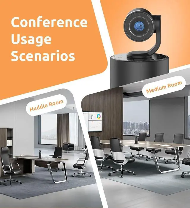 Alt view image 7 of 7 - TOUCAN Video Conference Camera with 4 Noise-Cancelling Mics, Speaker, Adjutable Camera, 1080p Detachable USB Webcam Plug and Play Works with Zoom, Microsoft Teams and More, for PC/Mac/Laptop