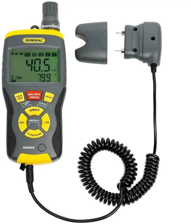 Main image of General Tools 9-In-1 Thermo-Hygrometer with Pin/Pinless Moisture Meter