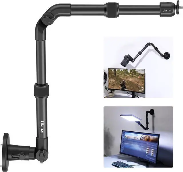 Main image of ZJ04 Magic Arm Camera Wall Mount Overhead Mount, 70cm/27.6inch Aluminum Adjustable Articulating Arm w 1/4" Ball Head for Cameras DSLR Lights Mount for Live Streaming/Photo Video Shooting