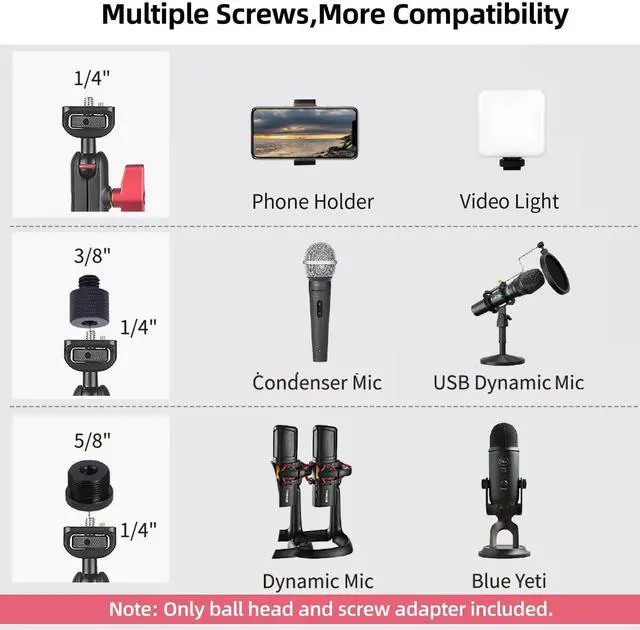 Alt view image 6 of 7 - 22in Magic Arm with Clamp, Long Articulating Arm Camera Mount, Adjustable Phone Mount Holder 360° Rotation, Mic Arm for Microphone, LED Lights, for iPhone, Tripod, Desk, Table