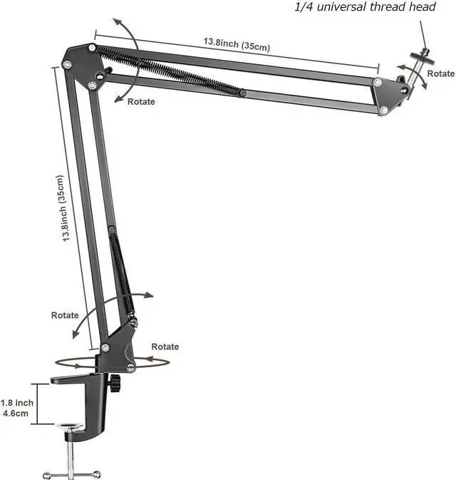 Alt view image 2 of 6 - Overhead Tripod Mount for Camera Webcam Ring Light, Flexible Over Head Arm for iPhone with Phone Holder and Ball Head, Table Stand Accessory for Phone Video Recording Live Stream