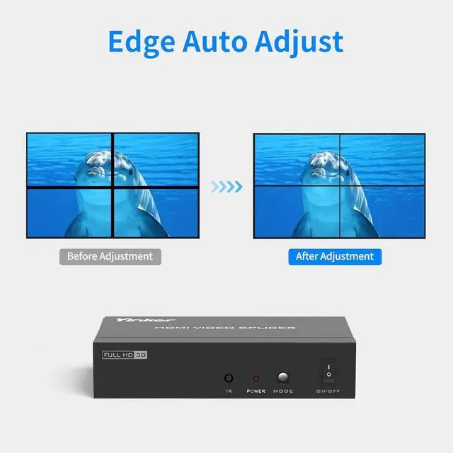 Alt view image 3 of 5 - 4K Video Wall Controller 2x2, 4K@30Hz HDMI Video Wall Processor for 4 TV Splicing Display Supports 1x1, 1x2, 1x3, 1x4, 2x1, 2x2, 3x1, 4x1-1 HDMI Input & 4 HDMI Output