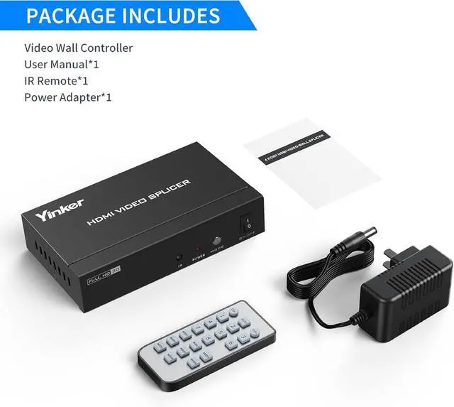 Alt view image 5 of 5 - 4K Video Wall Controller 2x2, 4K@30Hz HDMI Video Wall Processor for 4 TV Splicing Display Supports 1x1, 1x2, 1x3, 1x4, 2x1, 2x2, 3x1, 4x1-1 HDMI Input & 4 HDMI Output
