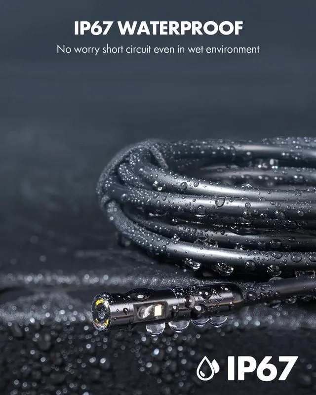 Alt view image 6 of 7 - Dual Lens Endoscope Camera, Type-C Borescope with 8 Adjustable LED Lights, IP67 Waterproof 16.5ft Semi-Rigid Snake Cord Inspection Camera Compatible with Type C iPhone 15 & Android Phone