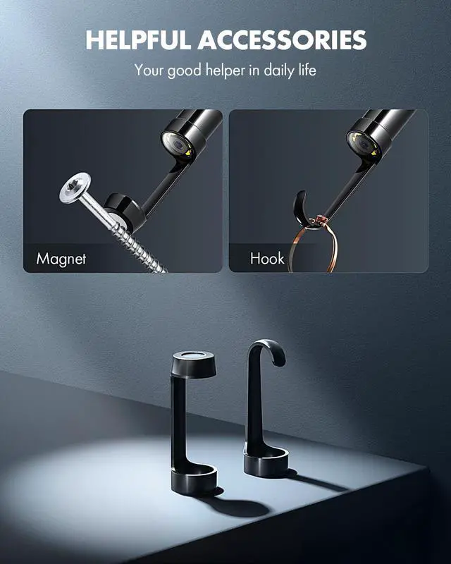 Alt view image 7 of 7 - Dual Lens Endoscope Camera, Type-C Borescope with 8 Adjustable LED Lights, IP67 Waterproof 16.5ft Semi-Rigid Snake Cord Inspection Camera Compatible with Type C iPhone 15 & Android Phone