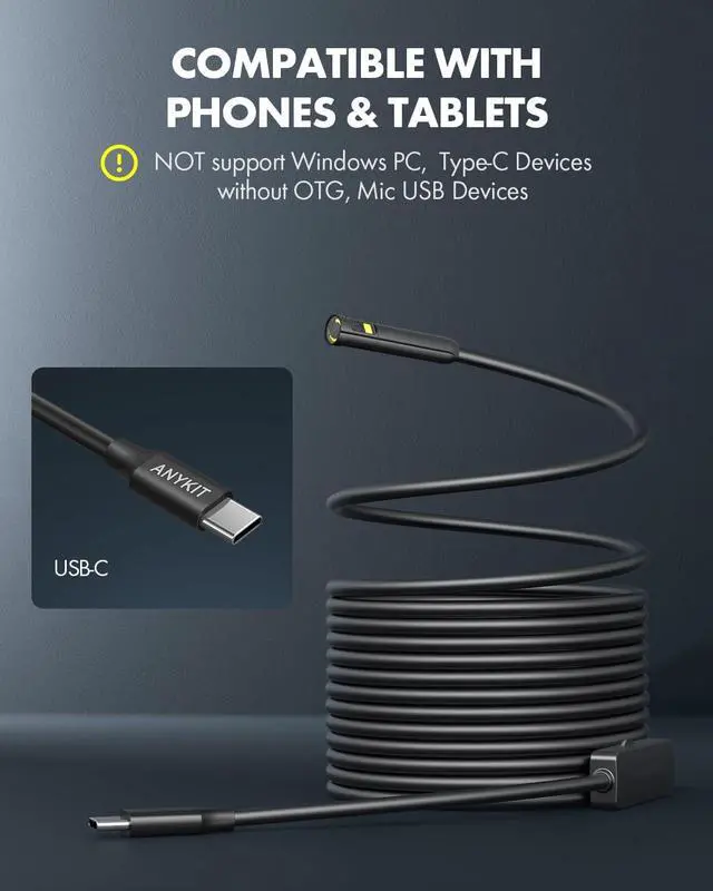 Alt view image 3 of 7 - Dual Lens Endoscope Camera with Adjustable Lights, Type C Borescope for Sewer, IP67 Waterproof Semi-Rigid Snake Camera, 1080HD Industrial Scope Inspection Camera, Gadgets for Men(16.5 ft)