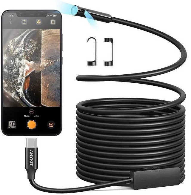Main image of Dual Lens Endoscope Camera with Adjustable Lights, Type C Borescope for Sewer, IP67 Waterproof Semi-Rigid Snake Camera, 1080HD Industrial Scope Inspection Camera, Gadgets for Men(16.5 ft)