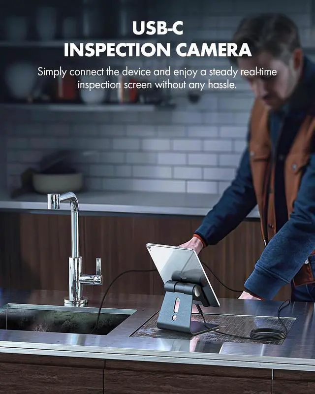 Alt view image 6 of 7 - Dual Lens Endoscope Camera with Adjustable Lights, Type C Borescope for Sewer, IP67 Waterproof Semi-Rigid Snake Camera, 1080HD Industrial Scope Inspection Camera, Gadgets for Men(16.5 ft)