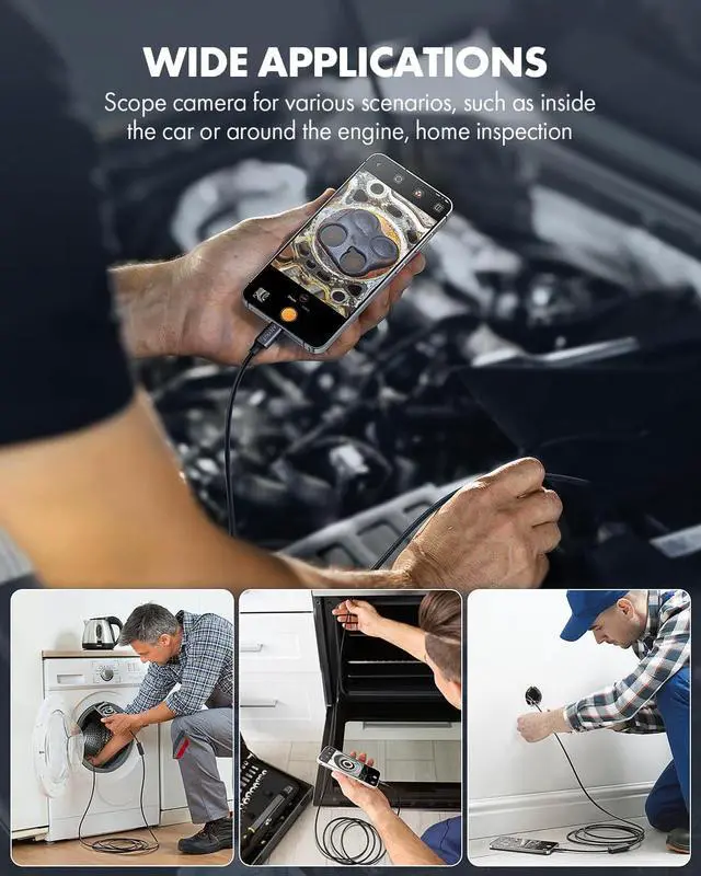 Alt view image 7 of 7 - Dual Lens Endoscope Camera with Adjustable Lights, Type C Borescope for Sewer, IP67 Waterproof Semi-Rigid Snake Camera, 1080HD Industrial Scope Inspection Camera, Gadgets for Men(16.5 ft)