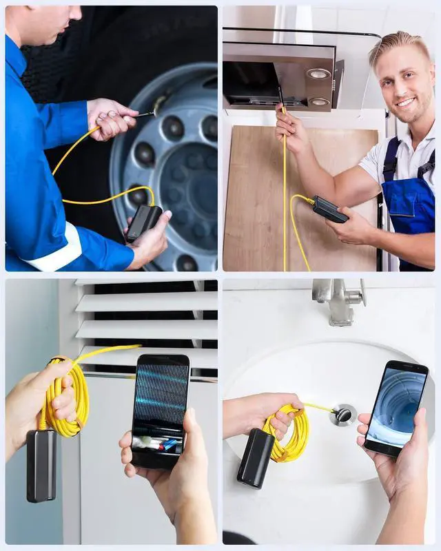 Alt view image 7 of 7 - Dual Lens Wireless Endoscope, 1080P Scope Snake Camera with 7 LED Lights,0.31In Lens Video HD Inspection Camera,IP67 Waterproof Borescope,16.5FT Cable for Android & iOS Phone or Tablet-Yellow