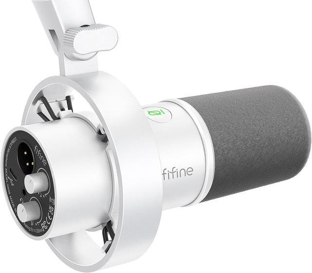 Main image of FIFINE Dynamic Microphone, XLR/USB Podcast Recording PC Microphone for Vocal Voice-Over Streaming, Studio Metal Mic with Mute, Headphone Jack, Monitoring Volume Control, Windscreen-Amplitank White