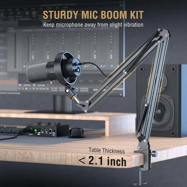 Alt view image 2 of 7 - FIFINE Podcast Microphone Kit, USB/XLR Dynamic Microphone with Boom Arm for PC/XLR Mixer, Gaming Mic with Mute Button, Headphone Jack for Vocal, Voice-Over, Streaming, Music Recording