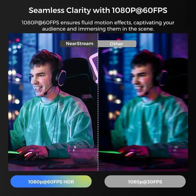 Alt view image 3 of 7 - 4K Webcam for PC, HDR 1080P 60FPS Streaming Webcam with Noise Canceling Mic, Software Control, 45°-95°Adjustable FOV, Auto Focus, AI Framing, Works with Google Meet/Zoom/Skype