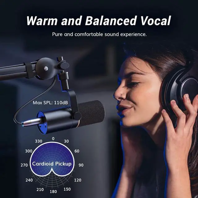 Alt view image 2 of 7 - Dynamic Microphone, USB/XLR PC Microphone for Podcast, Recording, Live Streaming & Gaming, XLR Cardioid Studio Mic Music Voice-Over with Quick Mute, Headphone Output, Volume Control