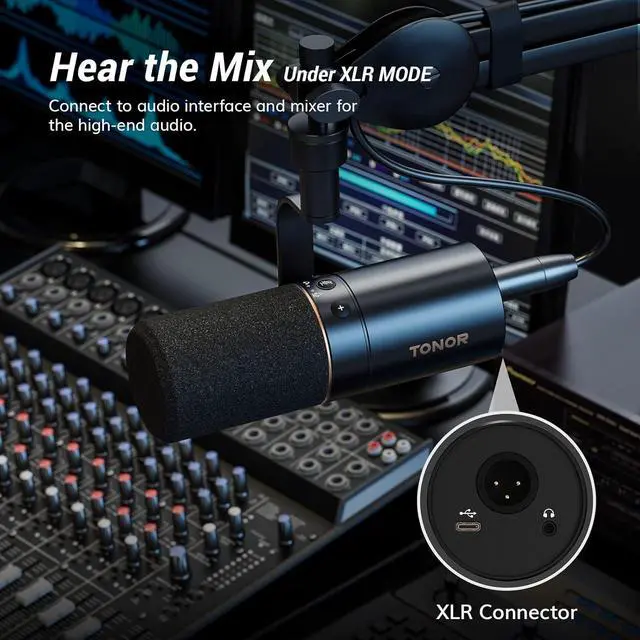 Alt view image 5 of 7 - Dynamic Microphone, USB/XLR PC Microphone for Podcast, Recording, Live Streaming & Gaming, XLR Cardioid Studio Mic Music Voice-Over with Quick Mute, Headphone Output, Volume Control