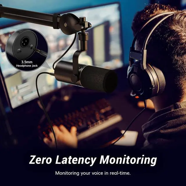 Alt view image 7 of 7 - Dynamic Microphone, USB/XLR PC Microphone for Podcast, Recording, Live Streaming & Gaming, XLR Cardioid Studio Mic Music Voice-Over with Quick Mute, Headphone Output, Volume Control